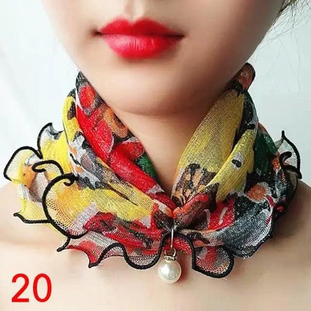 Women's Printed Satin Silk Scarf Neck Bandana