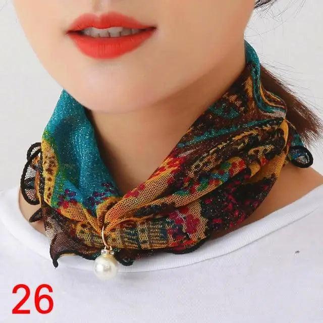 Women's Printed Satin Silk Scarf Neck Bandana