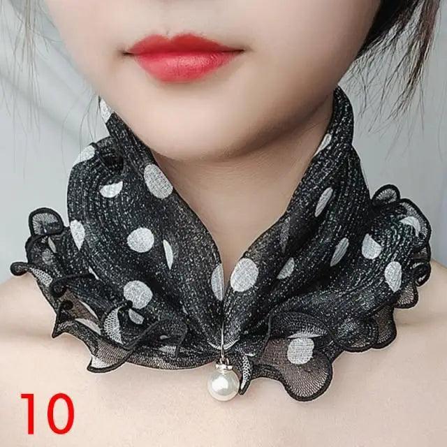 Women's Printed Satin Silk Scarf Neck Bandana