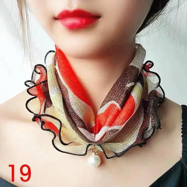 Women's Printed Satin Silk Scarf Neck Bandana