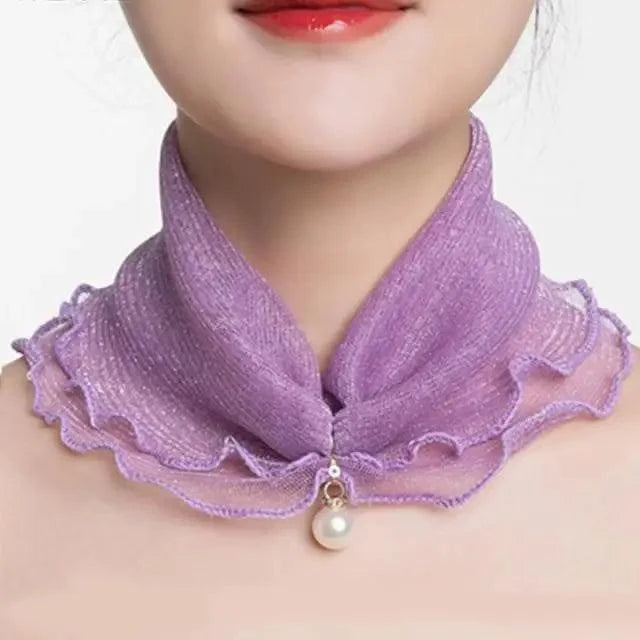 Women's Printed Satin Silk Scarf Neck Bandana