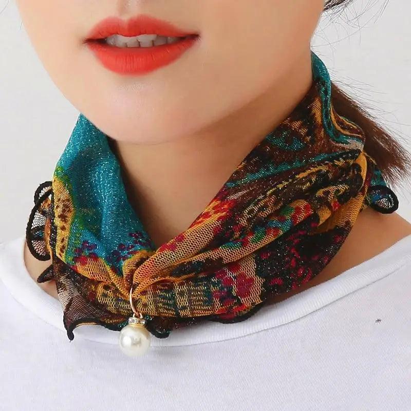 Women's Printed Satin Silk Scarf Neck Bandana