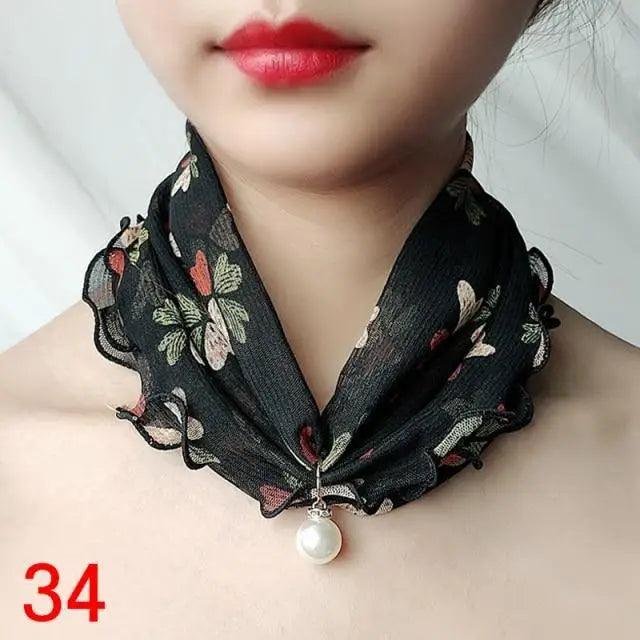 Women's Printed Satin Silk Scarf Neck Bandana