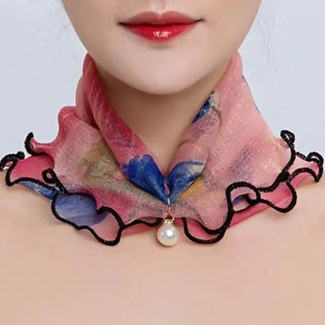 Women's Printed Satin Silk Scarf Neck Bandana
