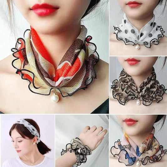 Women's Printed Satin Silk Scarf Neck Bandana