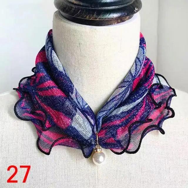 Women's Printed Satin Silk Scarf Neck Bandana
