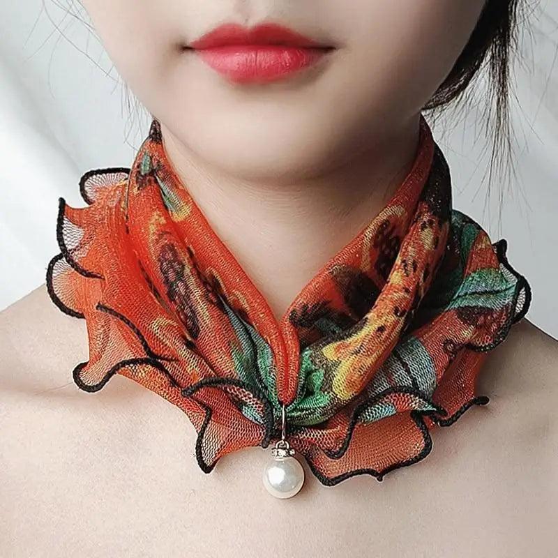 Women's Printed Satin Silk Scarf Neck Bandana