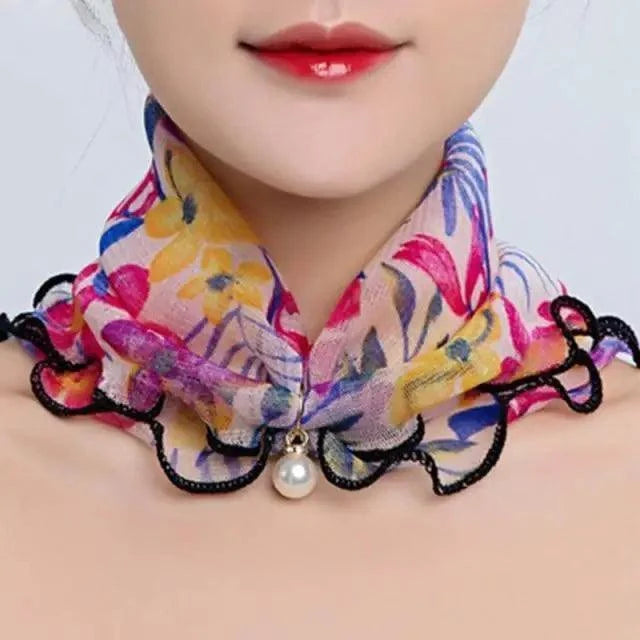 Women's Printed Satin Silk Scarf Neck Bandana
