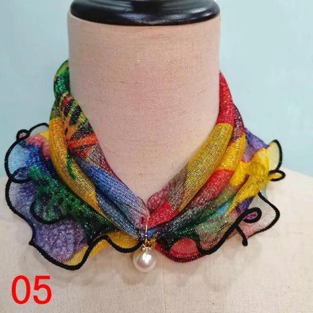 Women's Printed Satin Silk Scarf Neck Bandana