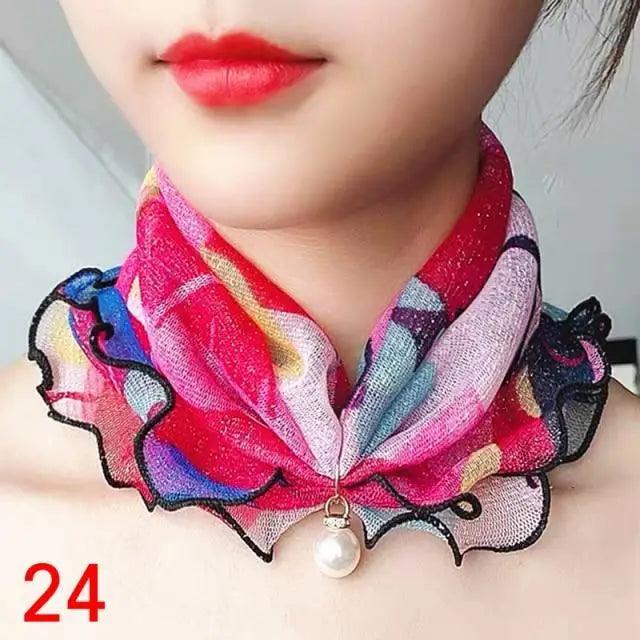 Women's Printed Satin Silk Scarf Neck Bandana