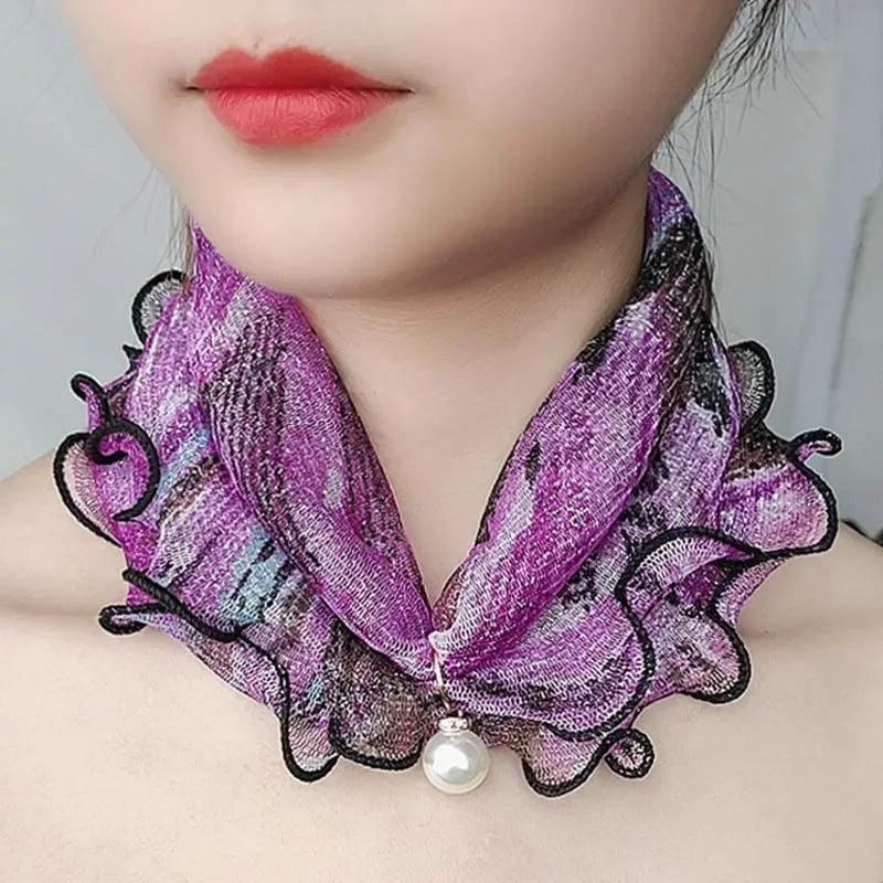 Women's Printed Satin Silk Scarf Neck Bandana