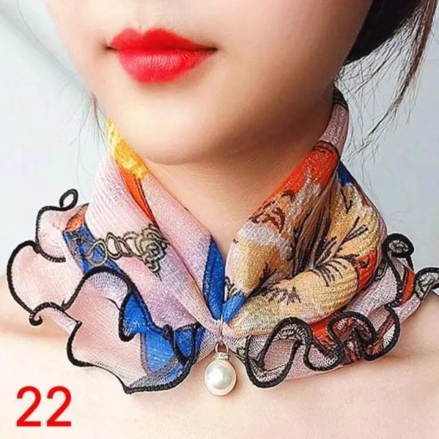 Women's Printed Satin Silk Scarf Neck Bandana