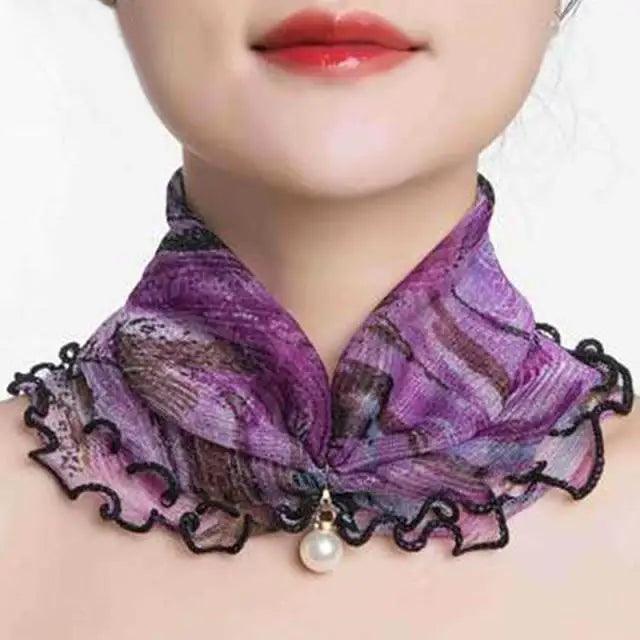 Women's Printed Satin Silk Scarf Neck Bandana