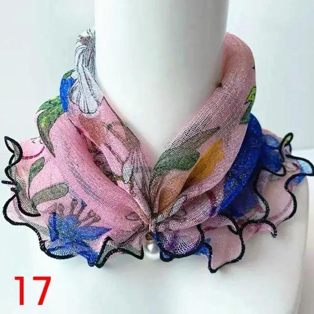Women's Printed Satin Silk Scarf Neck Bandana
