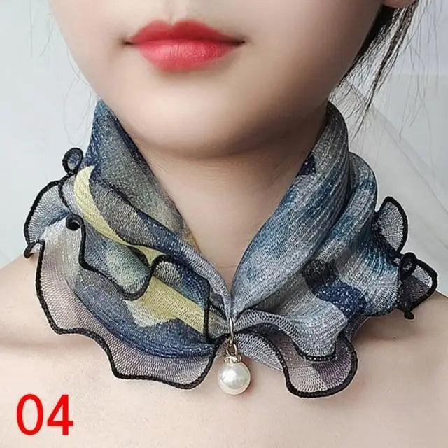 Women's Printed Satin Silk Scarf Neck Bandana
