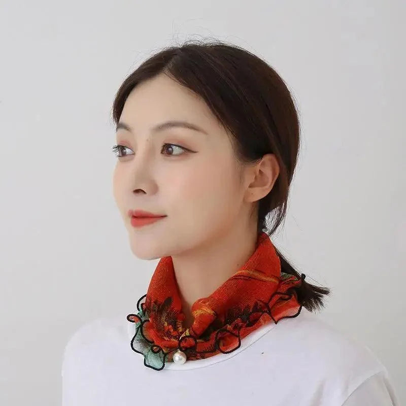 Women's Printed Satin Silk Scarf Neck Bandana