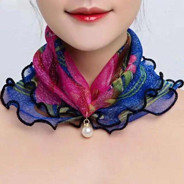 Women's Printed Satin Silk Scarf Neck Bandana