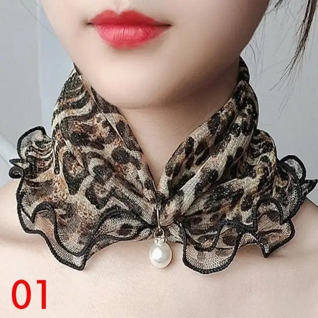 Women's Printed Satin Silk Scarf Neck Bandana
