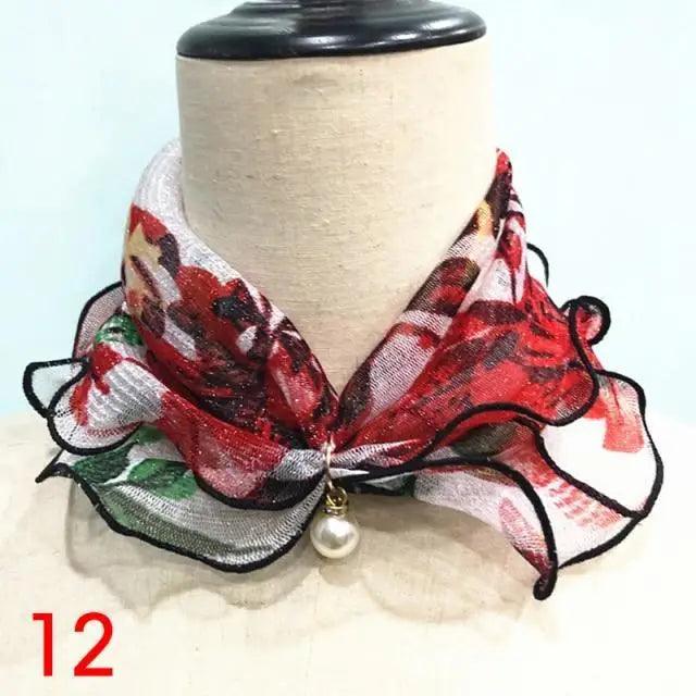 Women's Printed Satin Silk Scarf Neck Bandana