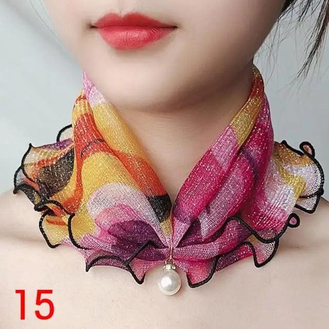 Women's Printed Satin Silk Scarf Neck Bandana