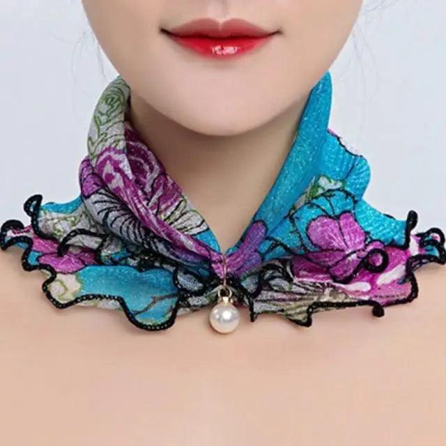 Women's Printed Satin Silk Scarf Neck Bandana