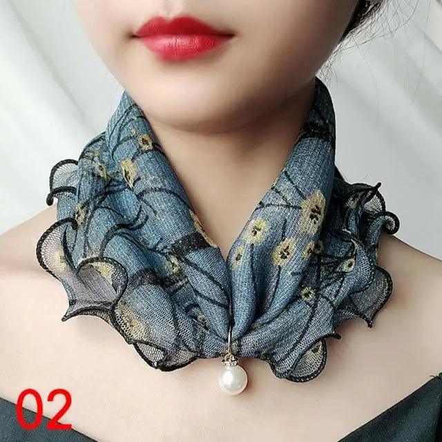 Women's Printed Satin Silk Scarf Neck Bandana