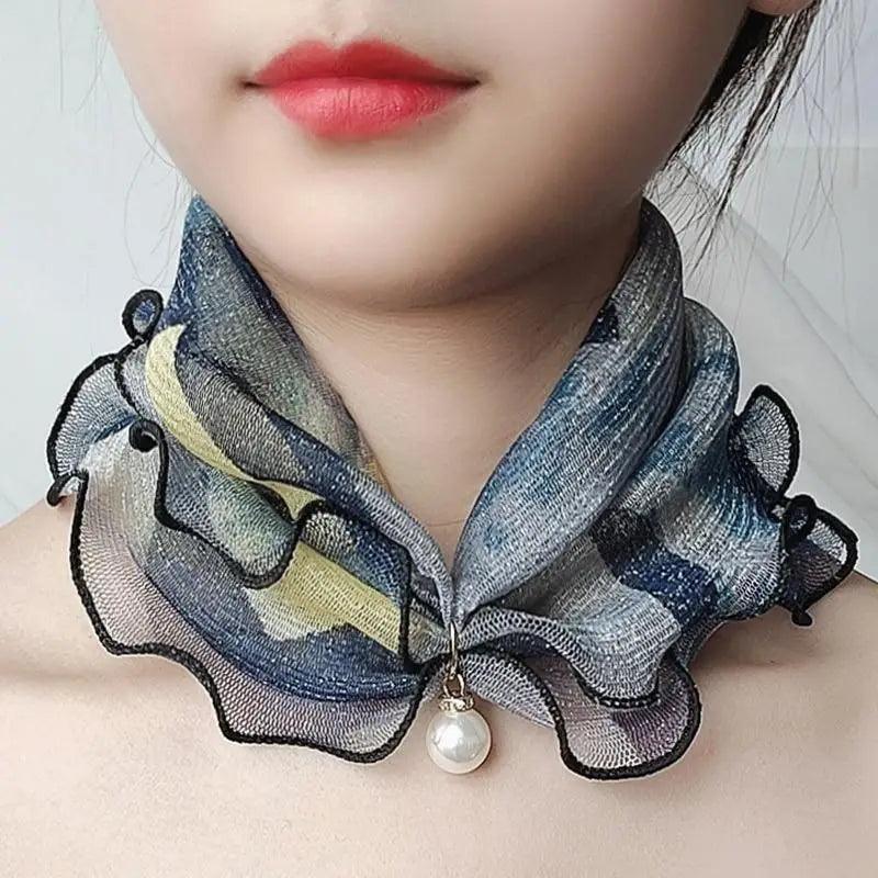 Women's Printed Satin Silk Scarf Neck Bandana