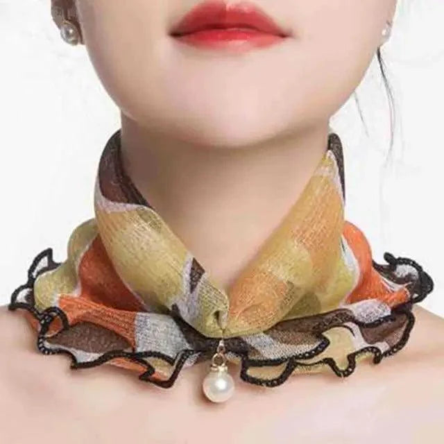 Women's Printed Satin Silk Scarf Neck Bandana