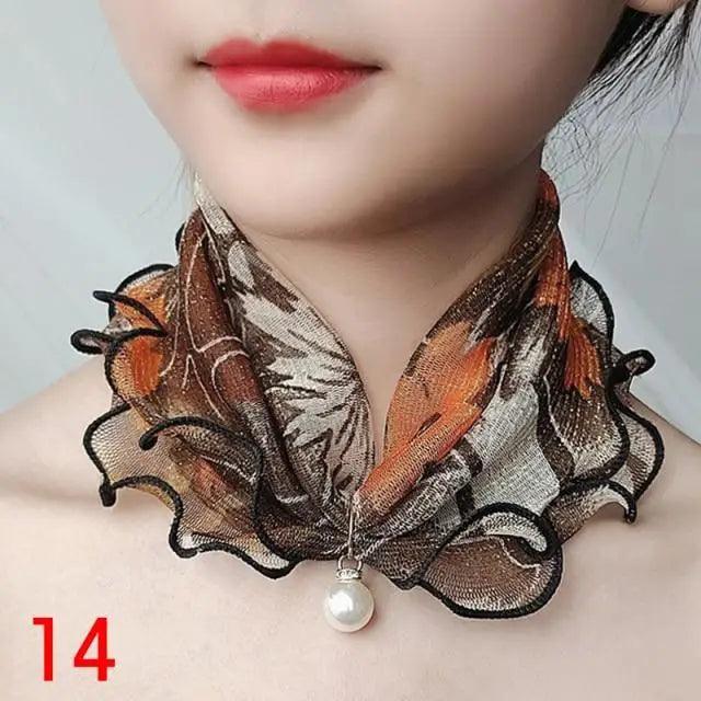 Women's Printed Satin Silk Scarf Neck Bandana