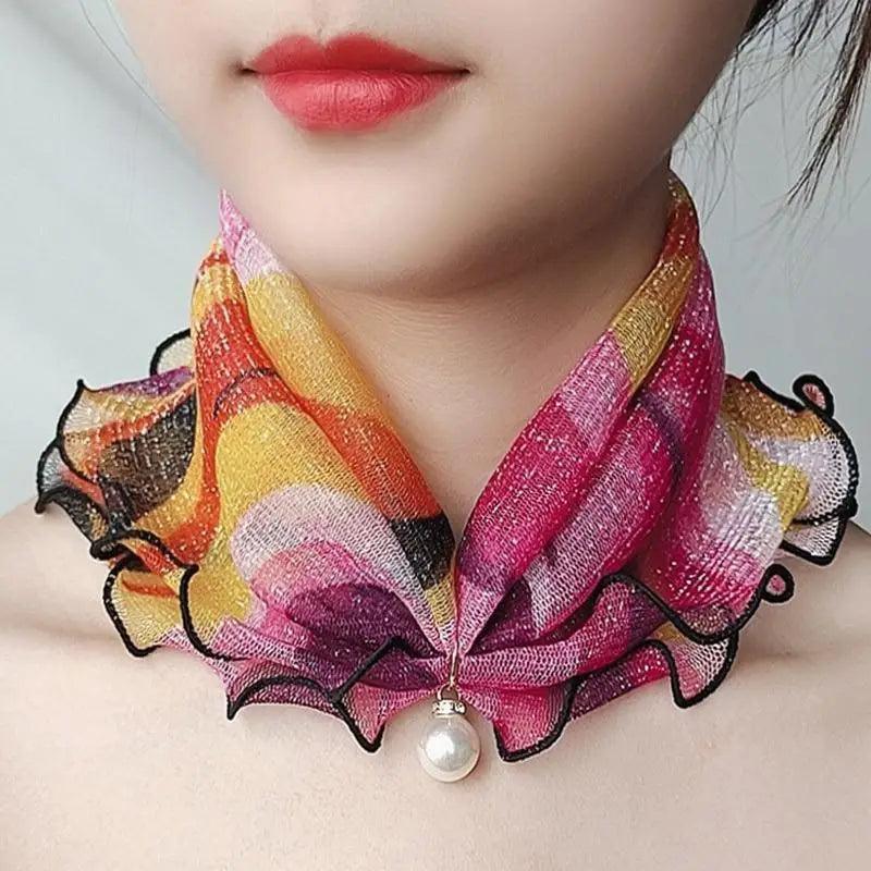 Women's Printed Satin Silk Scarf Neck Bandana