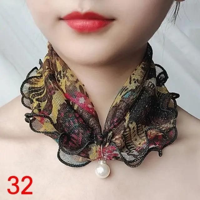 Women's Printed Satin Silk Scarf Neck Bandana