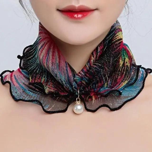 Women's Printed Satin Silk Scarf Neck Bandana
