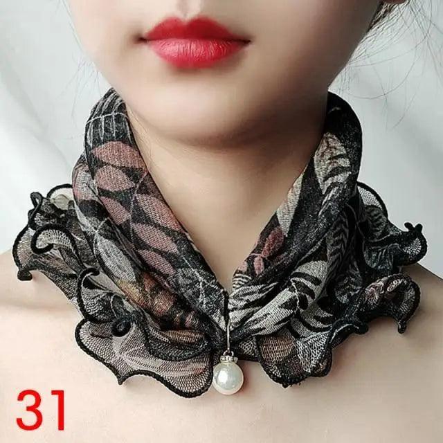 Women's Printed Satin Silk Scarf Neck Bandana
