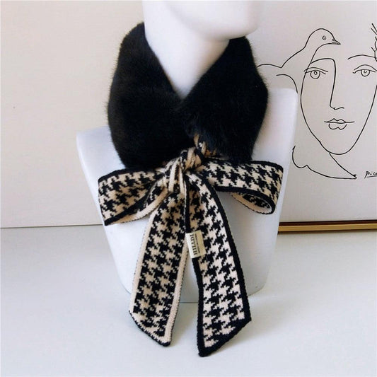 Women's Soft Faux Fur Knitted Neck Warmer Scarf
