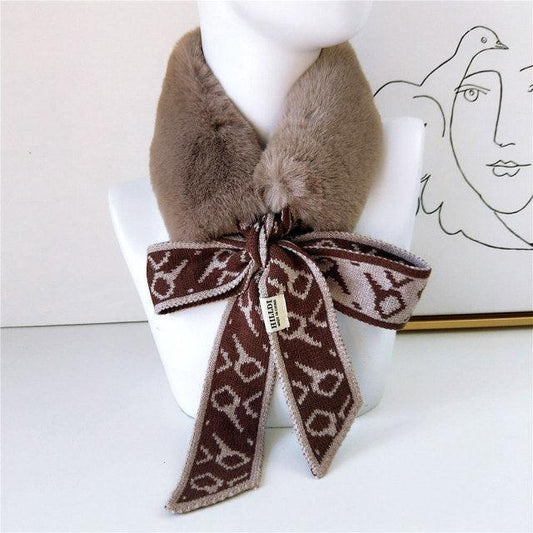 Women's Soft Faux Fur Knitted Neck Warmer Scarf