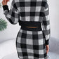 Plaid Round Neck Sweater Top Skirt Two Piece