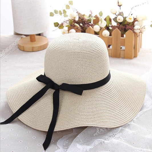 Women's Foldable Wide Brim Straw Beach Sun Hat