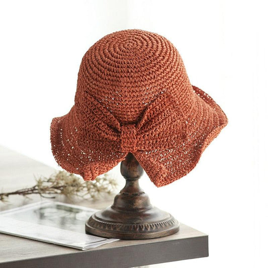 Women's Bow Wide Brim Foldable Summer Sun Hat