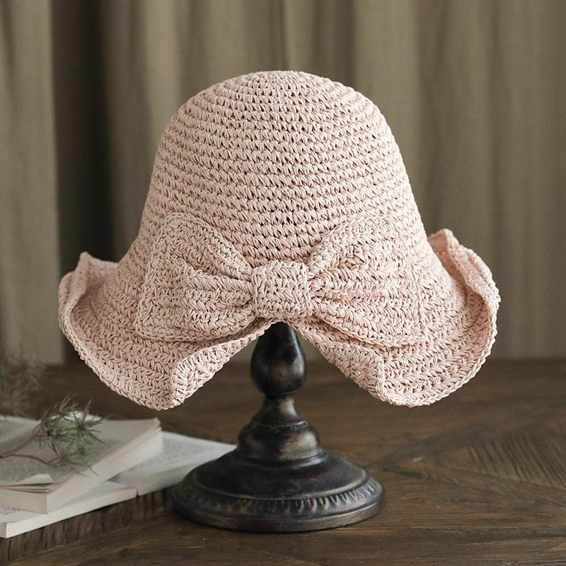 Women's Bow Wide Brim Foldable Summer Sun Hat