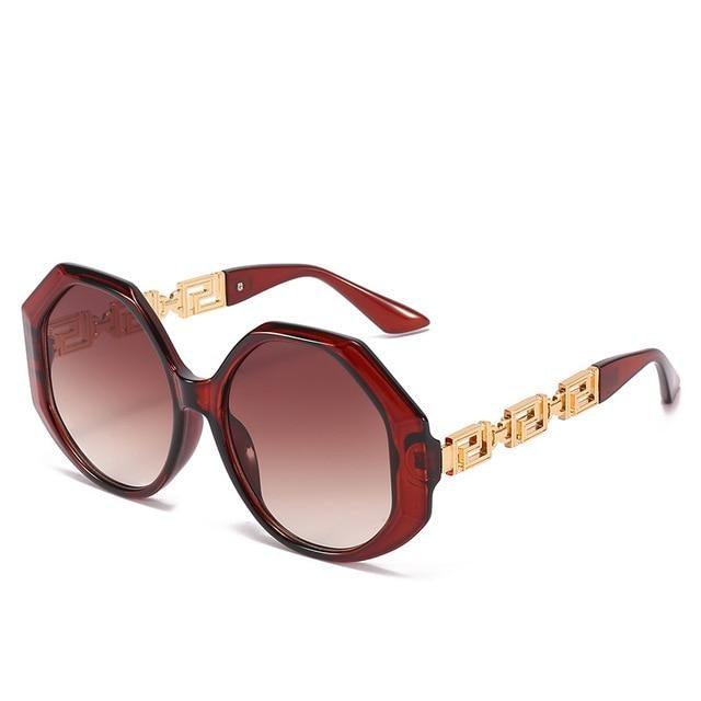 Large Hexagon Frame Retro Sunglasses For Women
